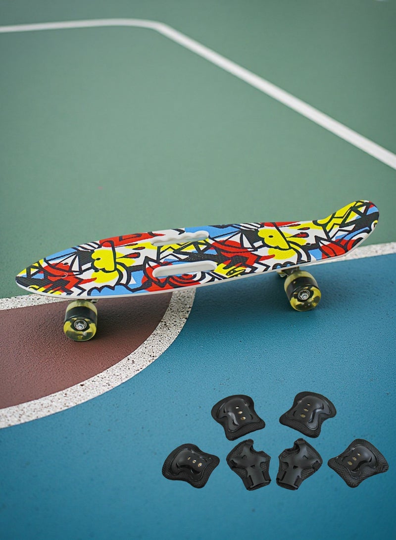 إيزي فيتشور لوح تزلج إيزي فيوتشر للأولاد والبنات، لوح بيني كروزر، مناسب للأعمار من 6 إلى 12 سنة، لوح تزلج صغير كامل للشباب والمراهقين والمبتدئين، يتضمن مجموعة معدات الحماية - Image 5